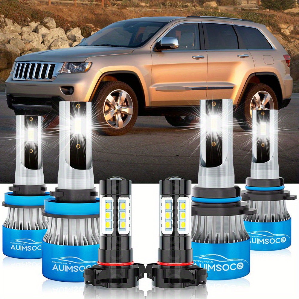 TEMU Led Bulbs For Grand Cherokee 2011 2012 2013 9005 H11 H16 Headlight + Fog , 40w 4000lm 6500k, Fan, And