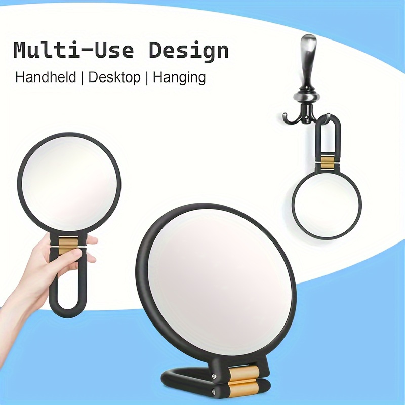 

30x Magnification Handheld Mirror - Dual-sided 1x/30x, 360° Rotatable Handle, Foldable Portable For Travel, Eyebrow Grooming, Cartoon Design, Plastic Frame, No Battery Needed