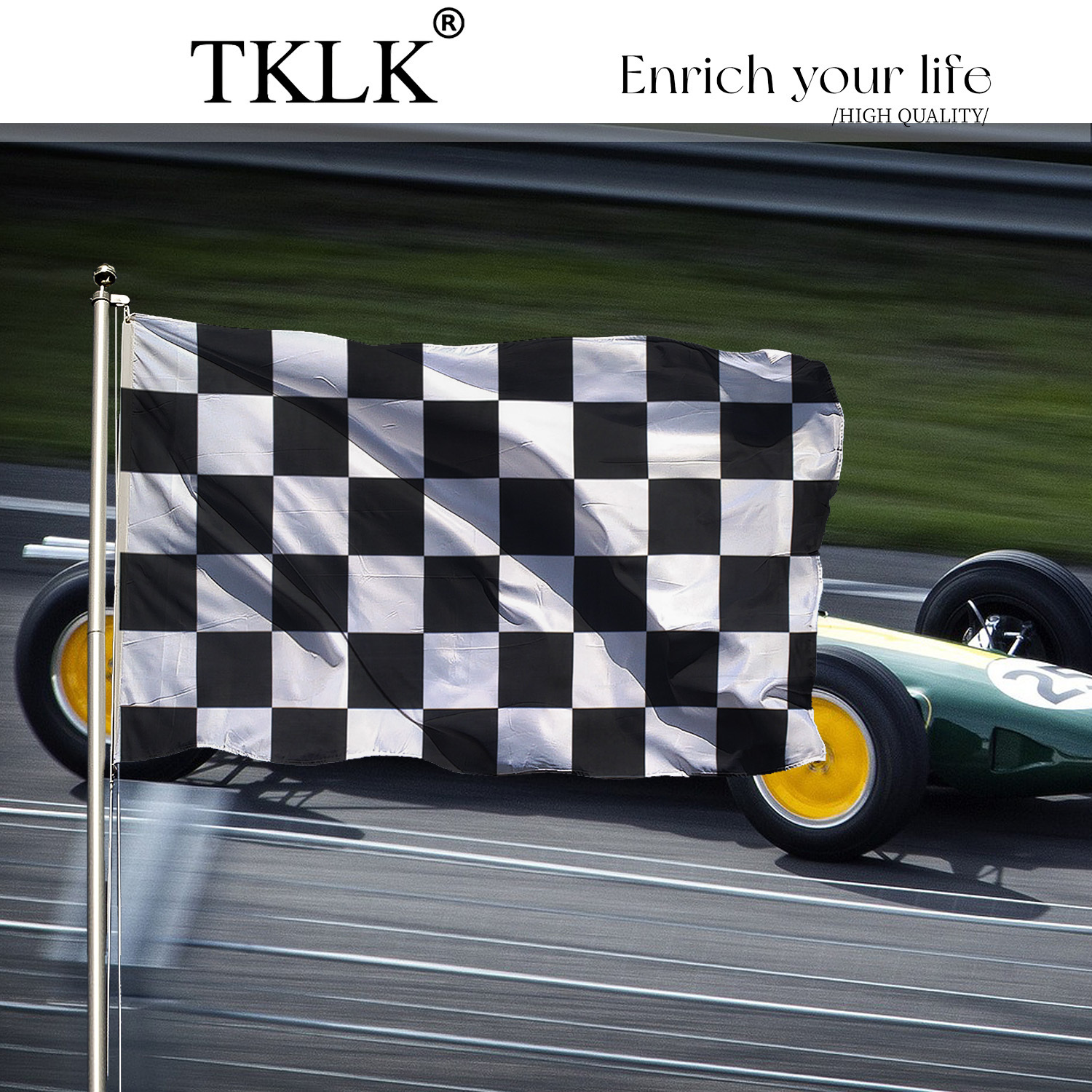 

& White Checkered Racing Flag - Polyester, Race & Events, In 2x3ft Or 3x5ft Sizes