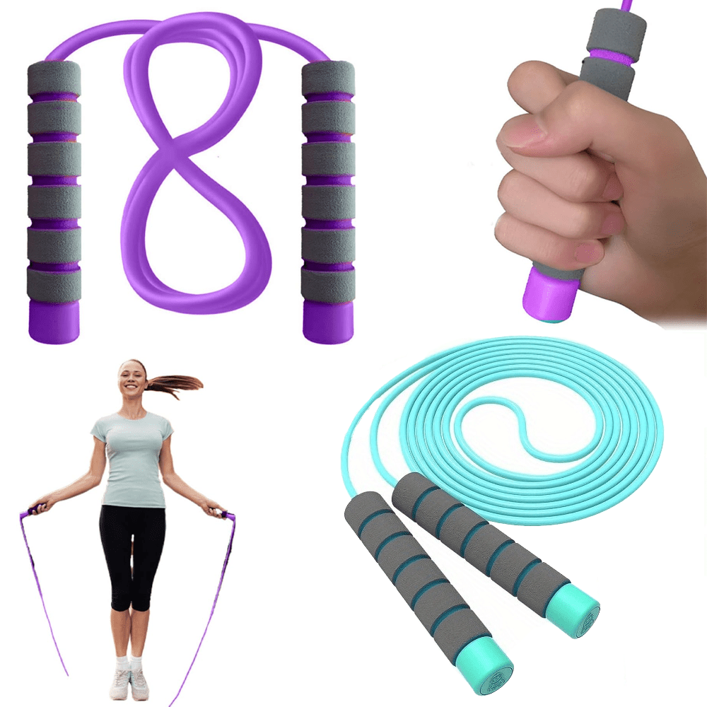 

2-pack Universal Jump Rope Set With Soft Foam Handles - Adjustable, High Rope For Beginners, Home & School Sports, Valentine's Day, Christmas, Labor Day Gifts, Pvc Material, No Battery Needed