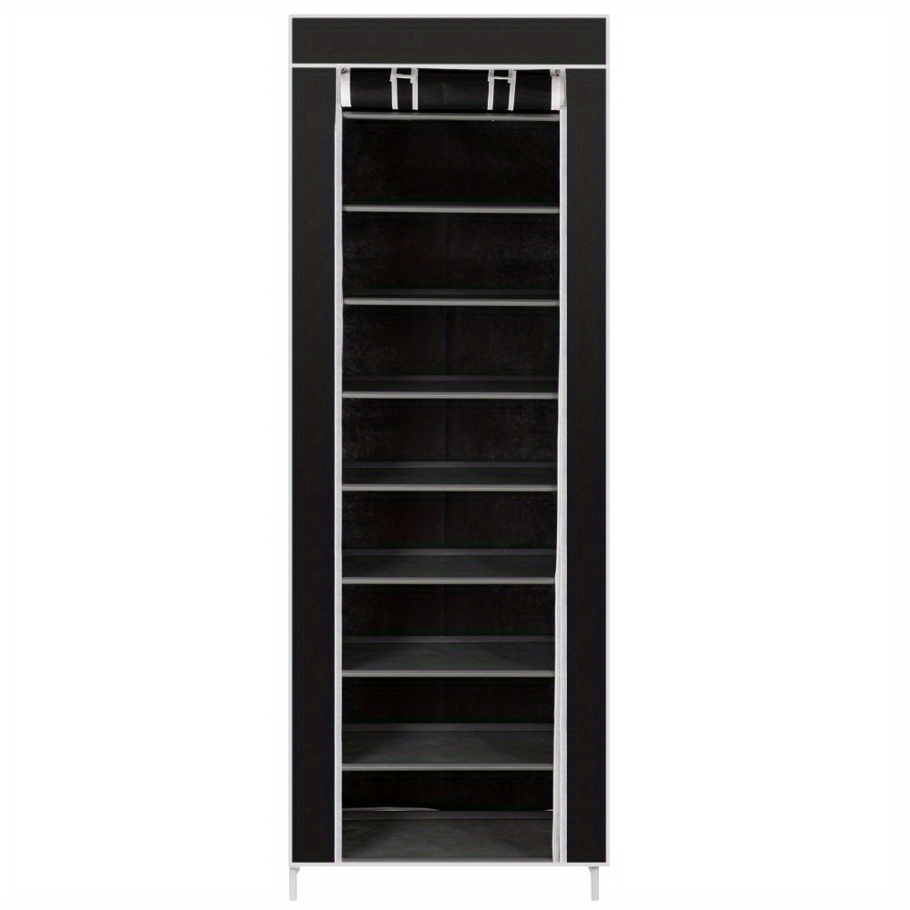 Leadzm Shoe Rack With Covers 10 Tier Tall Shoe Rack Organizer Large Capacity Shoe Shelf Storage 40 Pairs Space Free Standing Shoe Storage Organizer For Closet, Entryway, Dorm, Grey