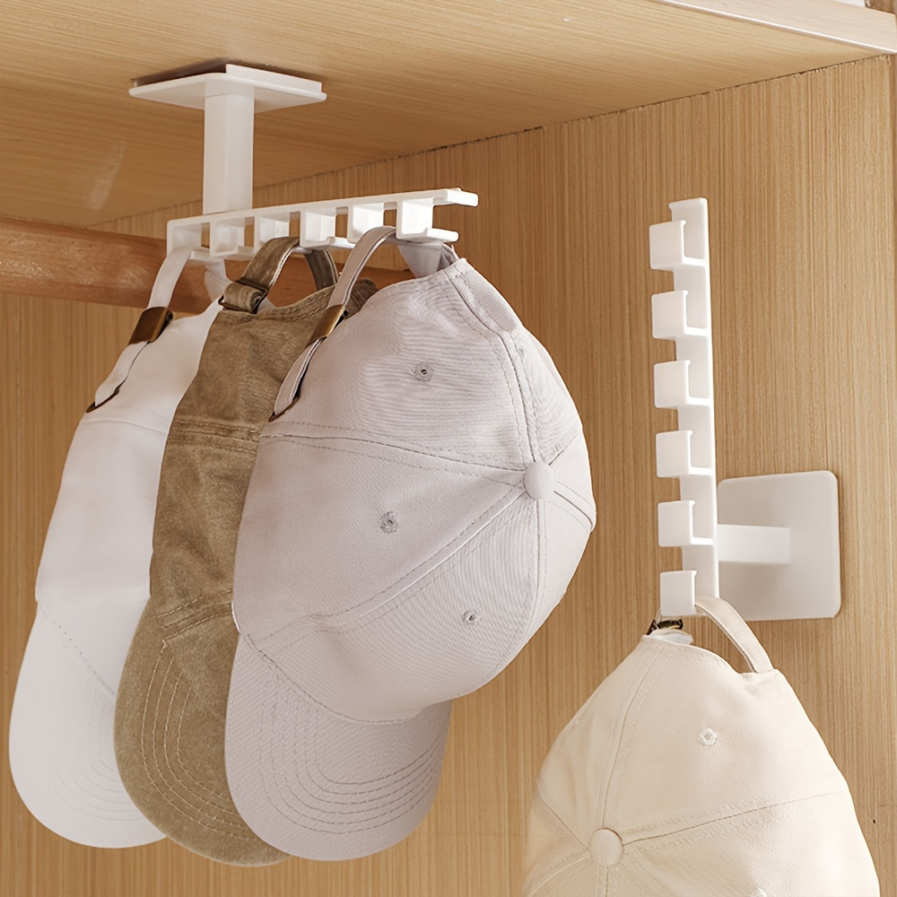 

Space Saving Hat Storage Rack-with Hooks Baseball Cap Rack On The Door, Plastic Closet Storage Solution