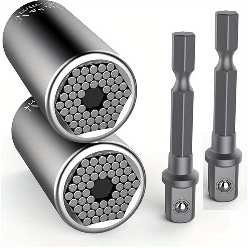 universal socket grip adapter 4 pcs multi functional sockets set ratchet power drill bit wrench 1 4 3 4 7mm 19  repair tools gifts for dad men fathers husband diy handyman
