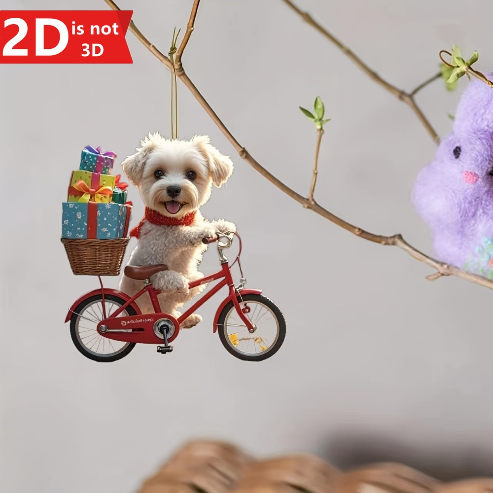 

1pc 2d Pendant Cute Puppies And Christmas Gifts, Holiday Dog Cycling Design, Car Pendants, Backpacks, Keychains, Perfect Christmas Gifts, Creative Decorations