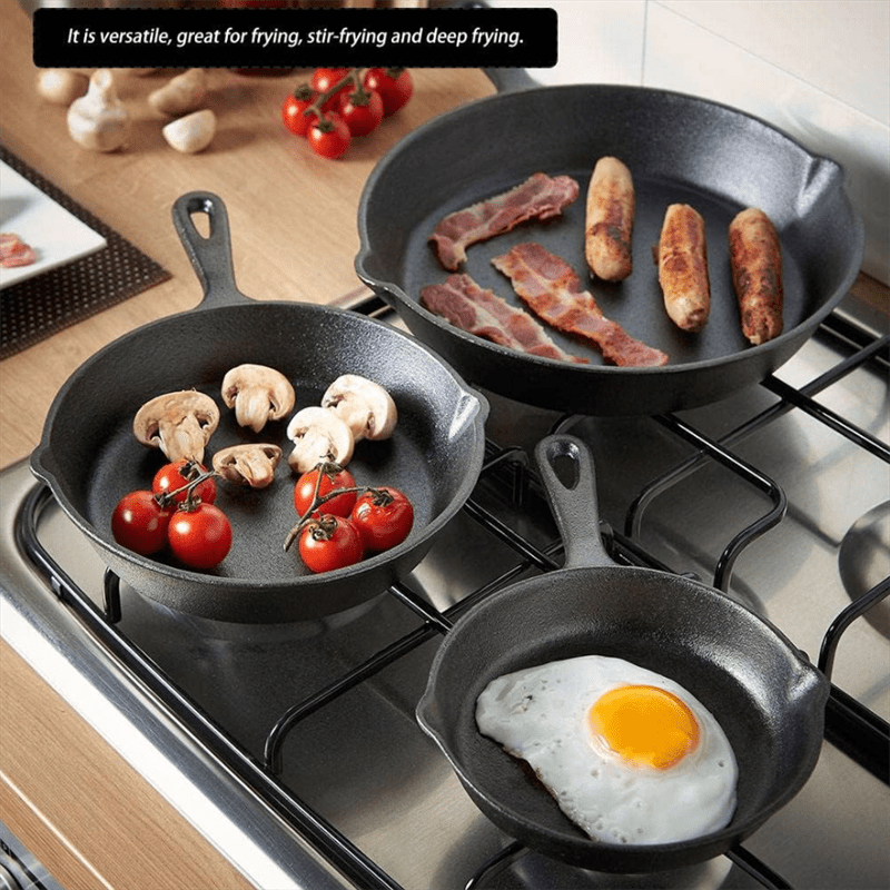 

1pc Pre- Cast Iron With Drip Spouts - Frying Pan For Stovetop, Oven & Campfire, Compatible With Induction Cooktops, Ideal For Eggs,