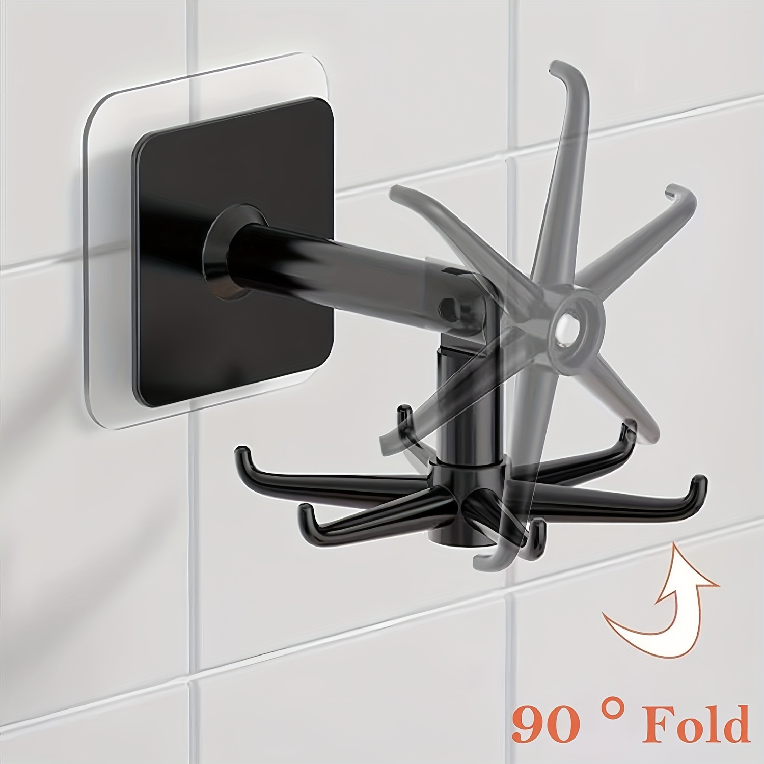 1pc rotatable plastic utensil holder wall mounted kitchen hooks with strong   space saving under cabinet storage for cooking tools portable wall hanging design black details 3