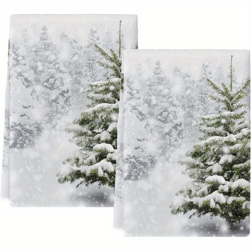 

2-pack Polyester Christmas Kitchen Towels, 18x26 Inch, Contemporary Style Design, Quick- Towels, Machine Washable, Rectangular Shape, For Bar & Tea