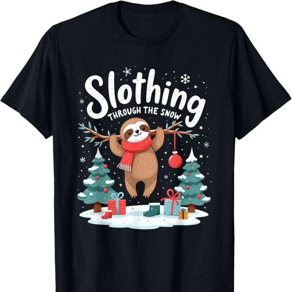 

Sloth Christmas Slothing Through The Snow Family Pyjama T-shirt