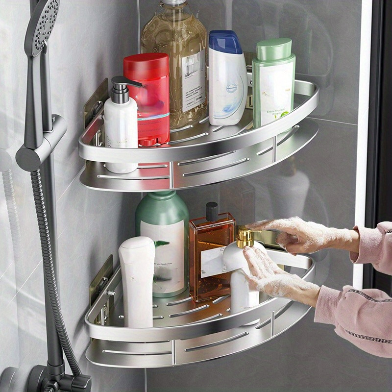*. Dreieckiger Badezimmer-Saugnapf Wandmontage Space Aluminium Dusch-Eckregal, kein Bohren erforderlich, für Badezimmer-Erweiterungen
