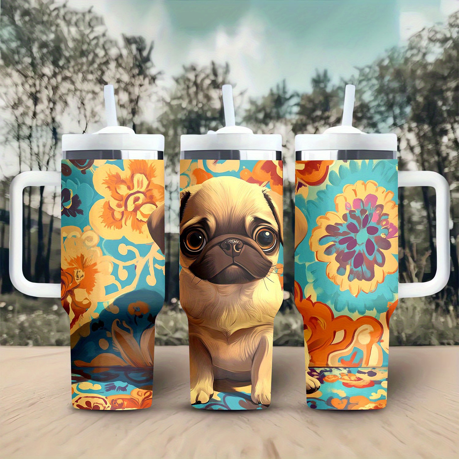 

1pc 40oz Steel Lid And , Pug , Insulated Mug For Hot And Beverages, For , , Use