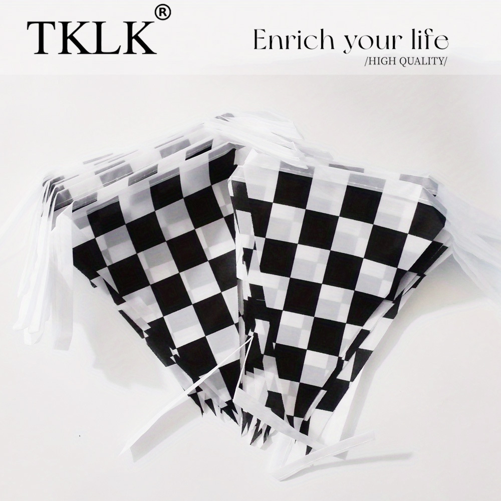 Image of Double-sided Racing Checkered Flag Banner - 5.5x8.2in, Black & White, Durable Fabric, Car & Motorcycle Events, Indoor/outdoor Decor