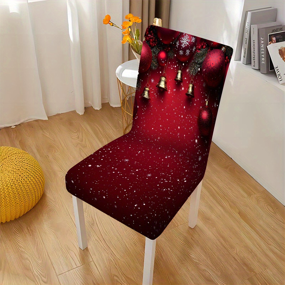 

2/4/6pcs Christmas Print Chair Covers, Celebration, Universal Home Backrest Stool Covers, Full Cover, Band Closure, Machine Washable, Polyester Fabric, , , , For Living Room Dining Room Decor