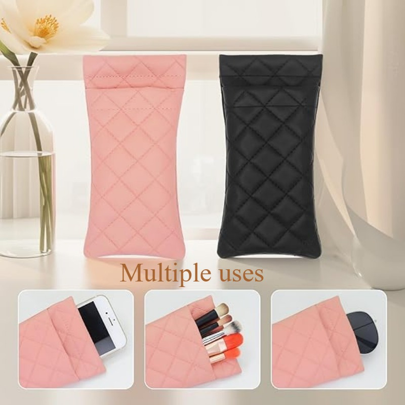 

1pc Pvc Double- Portable Glasses Case, - Unisex Phone And Accessories Box For Women And Men