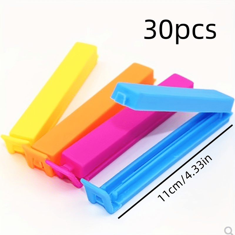 Image of 30pcs Vibrant Plastic Food Storage Clips - Durable Bag Sealer For Chips, Bread & Snacks - Assorted Sizes, Colorful Kitchen Organizer, Secure Freshness