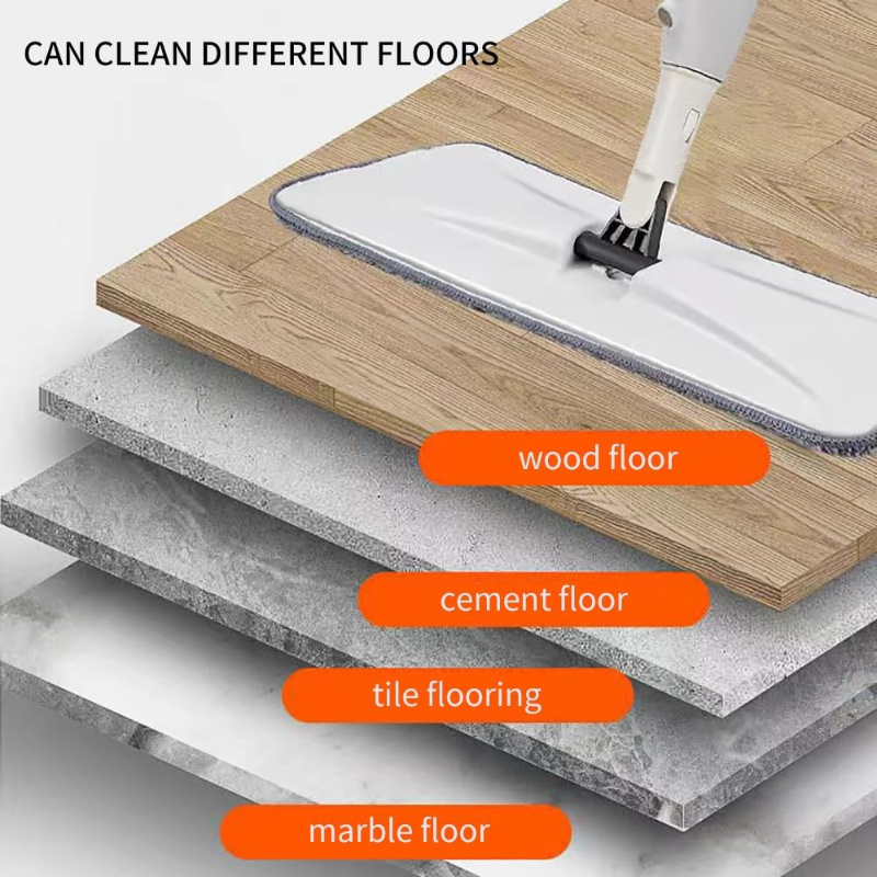 ultra absorbent versatile 49 microfiber spray mop with scraper wet dry use long handle for   of hardwood laminate ceramic floors   3 reusable pads details 9