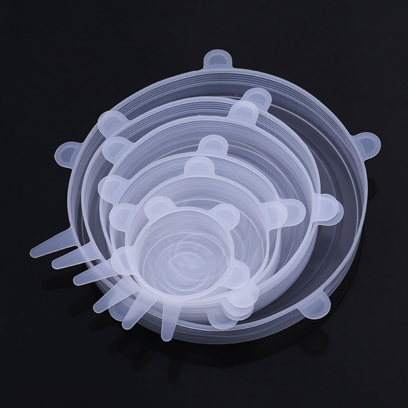TEMU 6pcs Silicone Stretch Lids, Reusable And Food Storage Lids For Bowls, 6 Different Most Containers, Dishwasher And Refrigerator , Kitchen Supplies