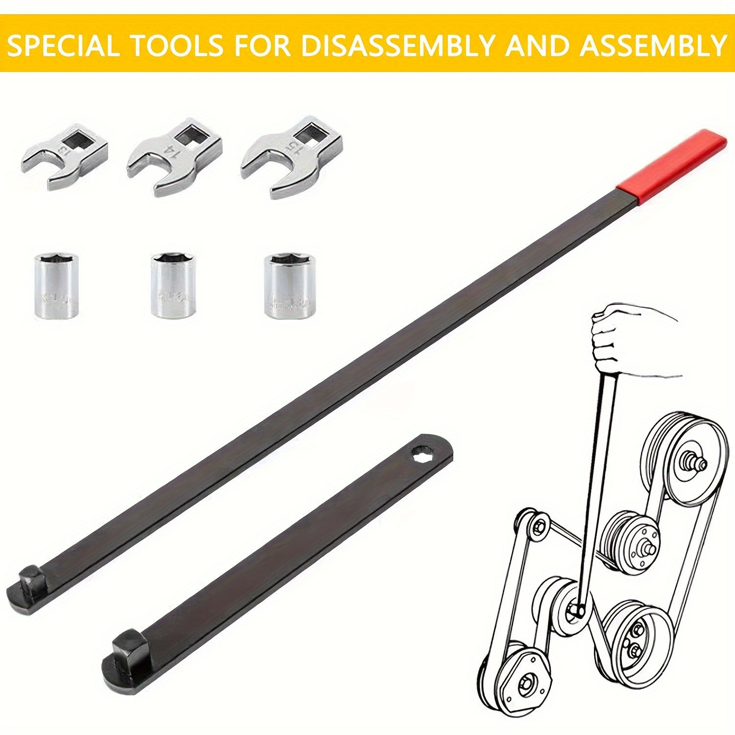 

8pcs Promaster Tool Set - Steel Automotive Tensioner Adjustment Kit For Removal And Installation - Car