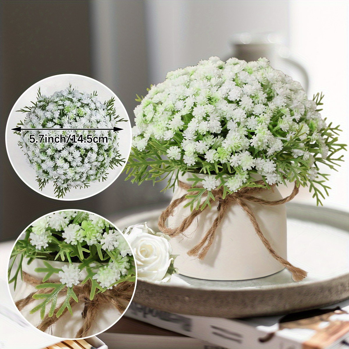 

1pc Lifelike 's Breath Artificial Potted Plant - White Gypsophila Flower Arrangement With Pot, Home & Garden Decor, Ideal For Outdoor Parties, Weddings, And