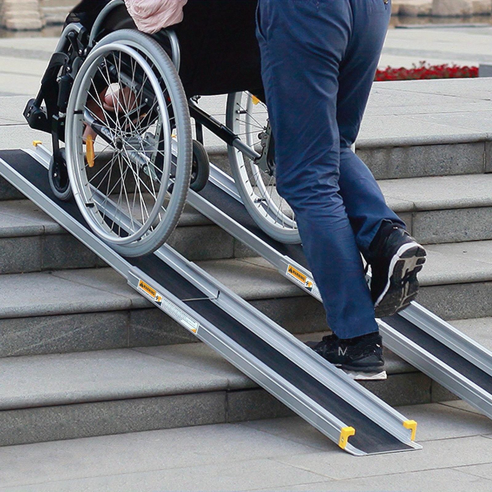LIFEZEAL 2.5m Adjustable Aluminum Loading Wheelchair Portable Telescoping Track Ramp Non-skid Scooter & Bicycle