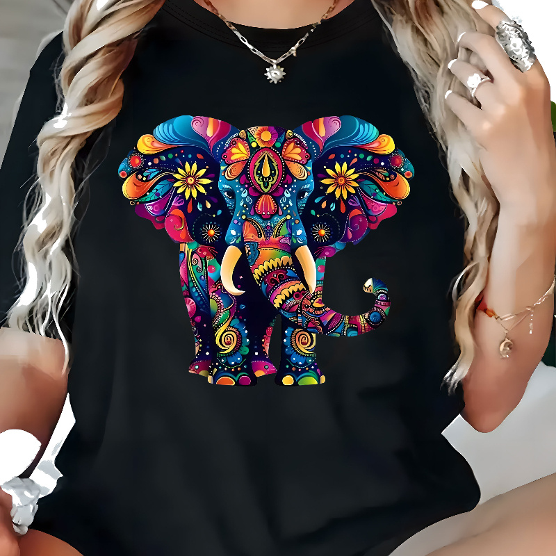 

Women's Plus Size T-, , , , Top For Summer & , Polyester, , , Round , , Fit, Stretchy