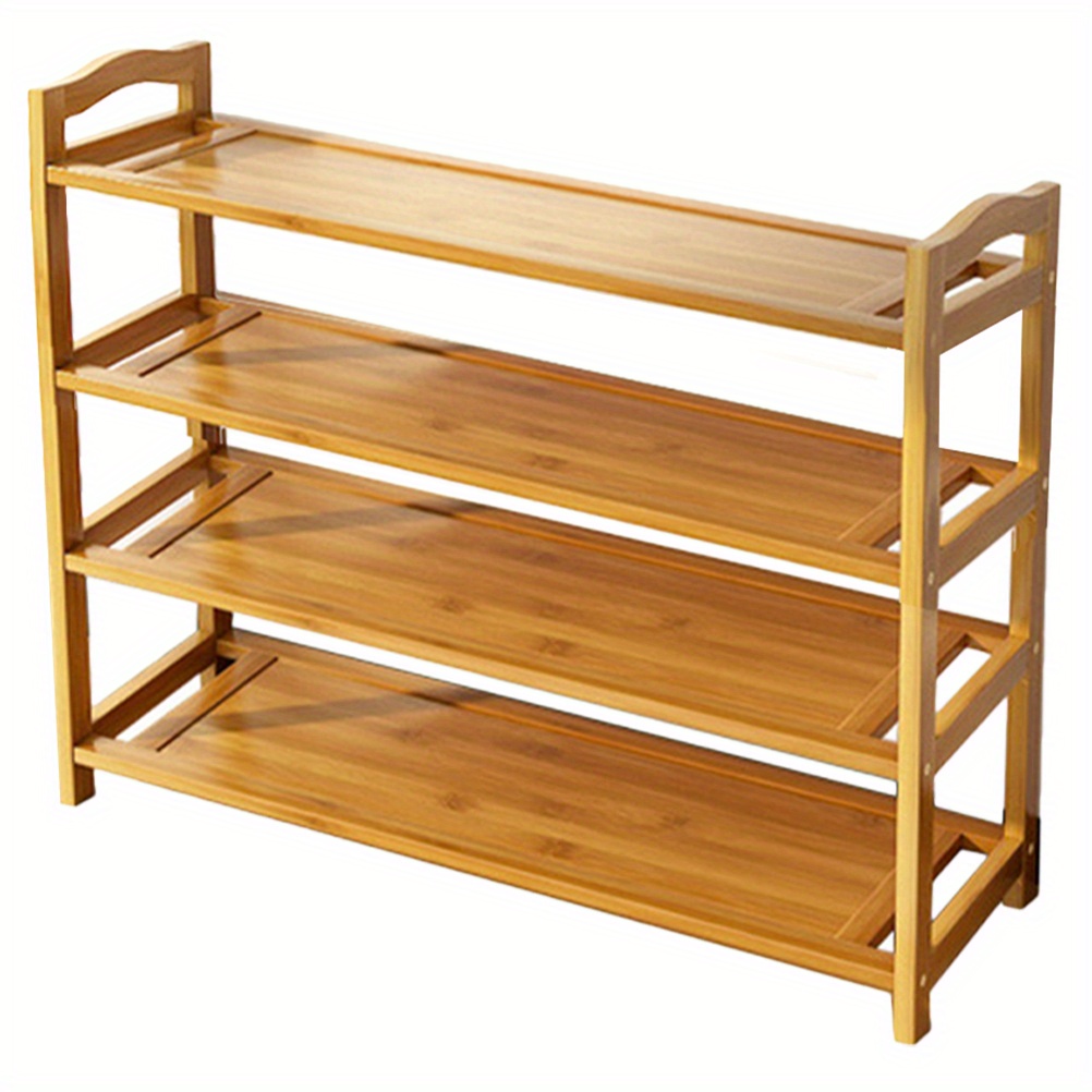 TEMU Home 4 Tier Bamboo Shoe Rack, Indoor Shoe Rack, For Entryway, Porch And Balcony.