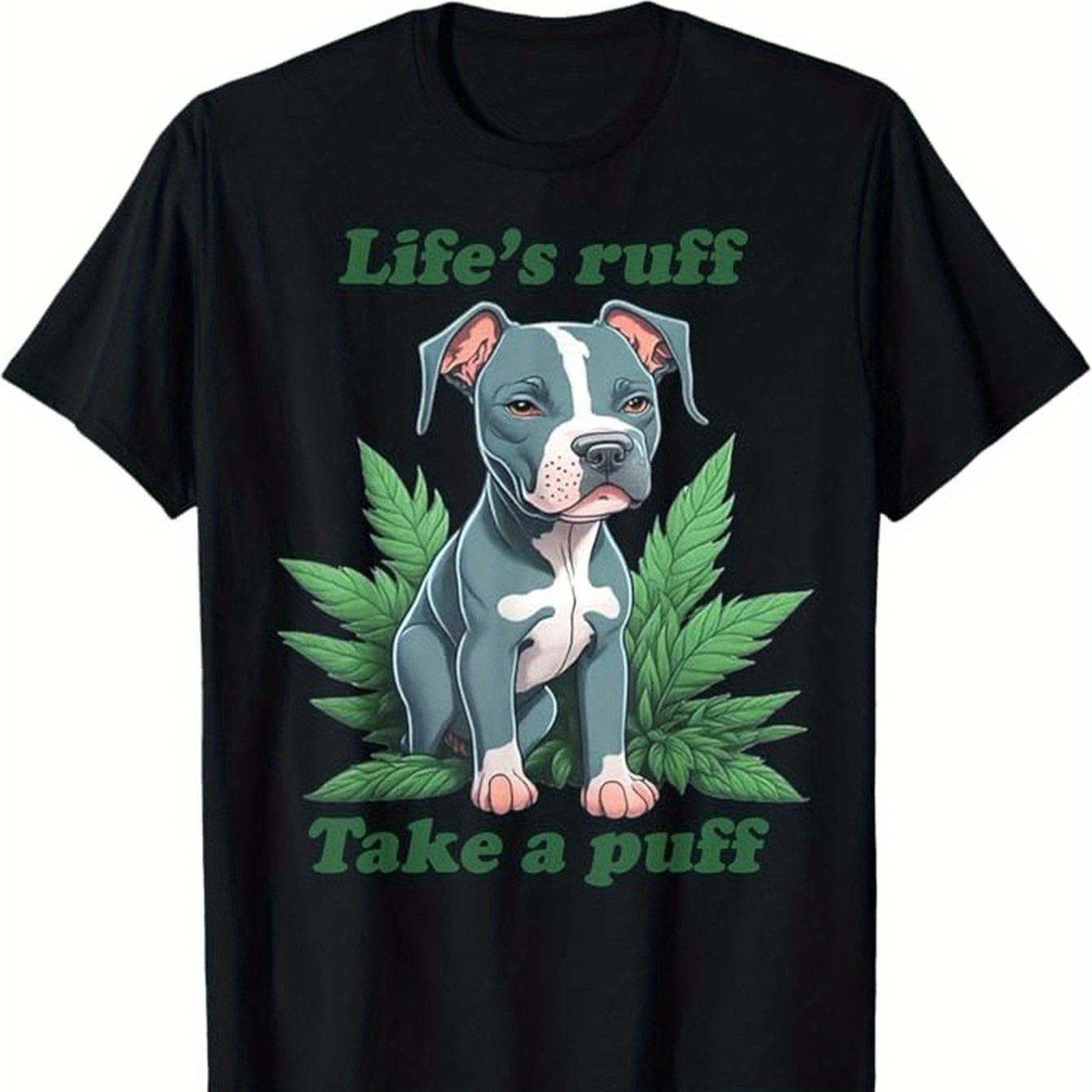 

Life's Take A Puff Pitbull T-shirt, Black, 100% Cotton, Gift For Men Dad Friends, S-xxxl