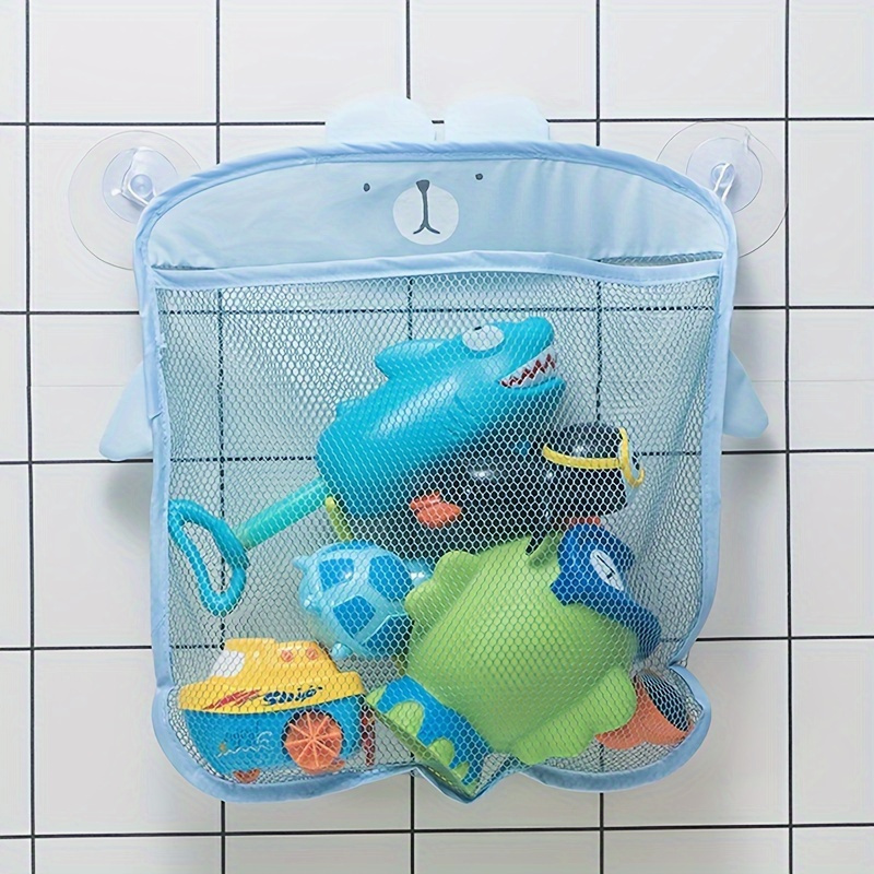 1pc Polyester Mesh Bath Toy Organizer with Suction Cups, Quick-Dry Hanging Shower Storage Bag for 14+ Age Group - Drainable and Breathable Drying Pouch, Seasonal Gift Idea