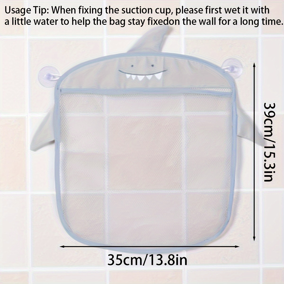 1pc Polyester Mesh Bath Toy Organizer with Suction Cups, Quick-Dry Hanging Shower Storage Bag for 14+ Age Group - Drainable and Breathable Drying Pouch, Seasonal Gift Idea