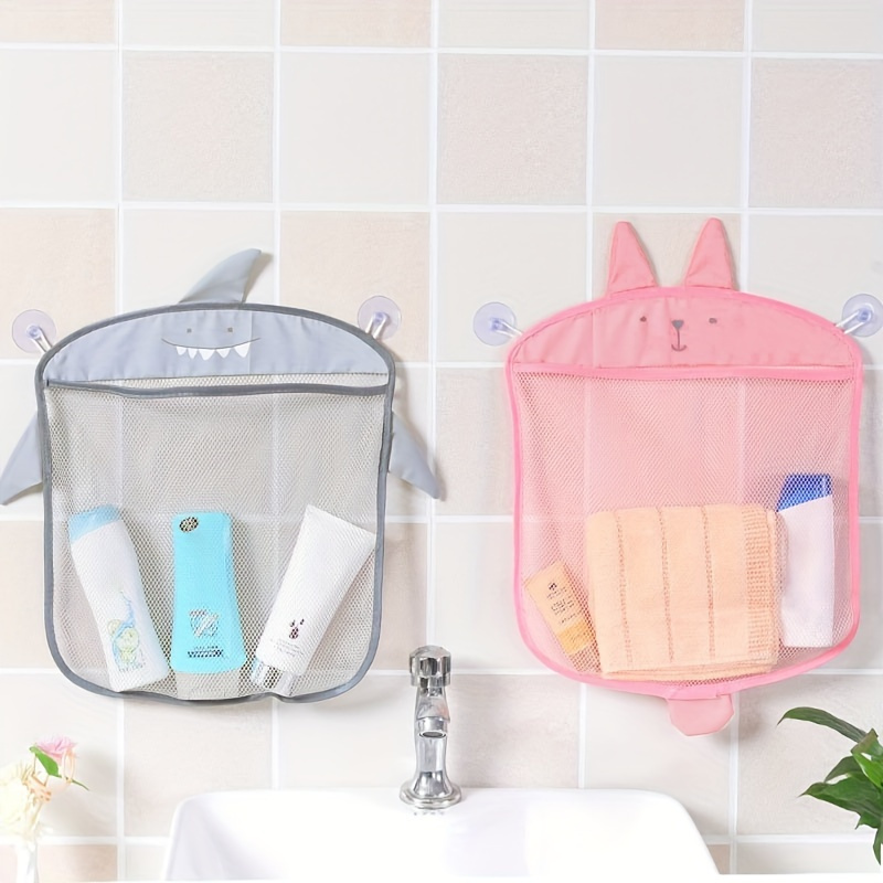 1pc Polyester Mesh Bath Toy Organizer with Suction Cups, Quick-Dry Hanging Shower Storage Bag for 14+ Age Group - Drainable and Breathable Drying Pouch, Seasonal Gift Idea