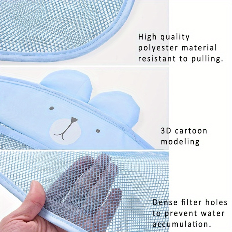 1pc Polyester Mesh Bath Toy Organizer with Suction Cups, Quick-Dry Hanging Shower Storage Bag for 14+ Age Group - Drainable and Breathable Drying Pouch, Seasonal Gift Idea