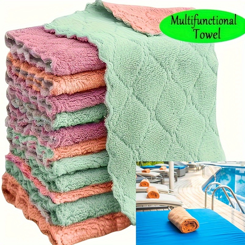 

10pcs/5pcs Kitchen Dishcloths Set, Absorbent Microfiber Cleaning Towels, Quick Drying Dish , Multipurpose For Cooking & Baking (random Color)