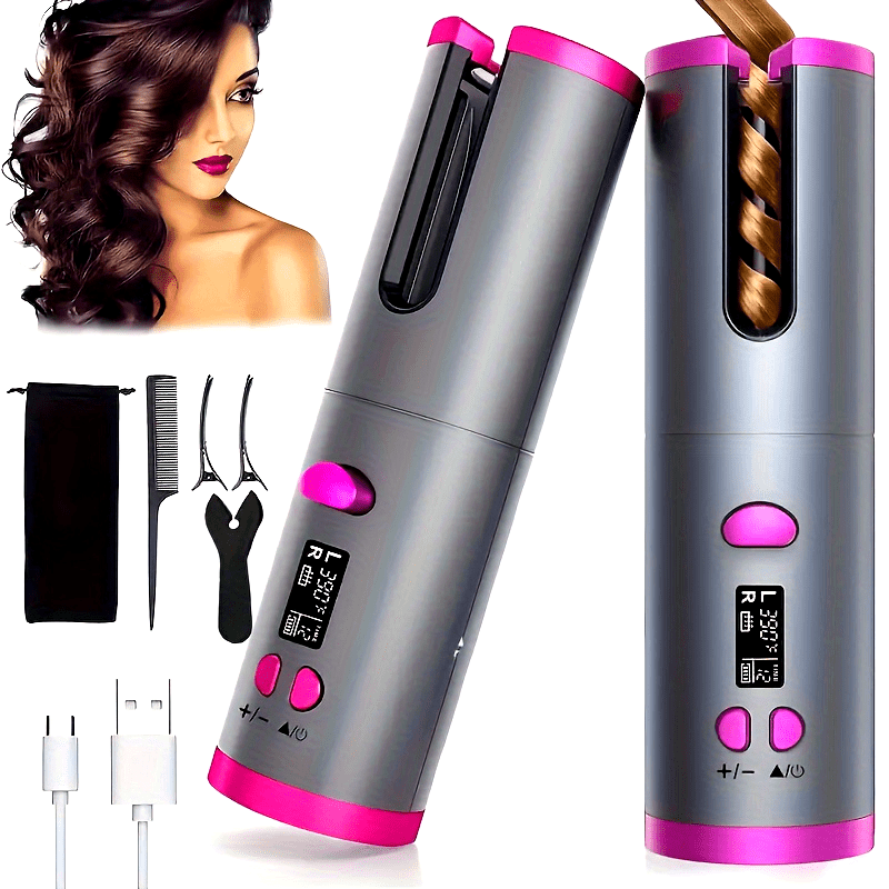 

1pc Curler, Usb Rechargeable, Lcd Display, , -free Styling Tool For Dry , , Box Included