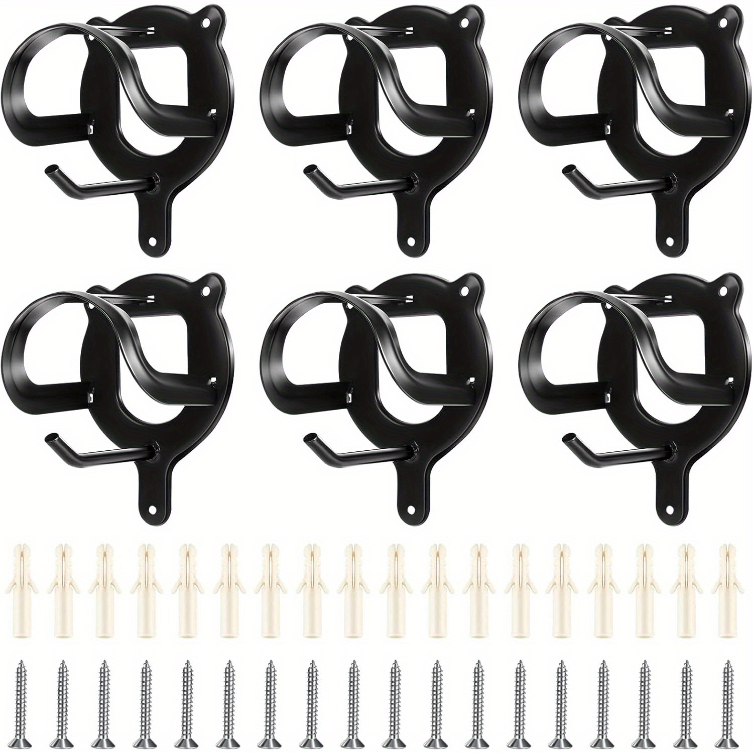 

6 Horse Rack Bracket Hooks Horse Tack Storage Halter Hanger Metal Holder With Tubes And Screw For Horse , Black