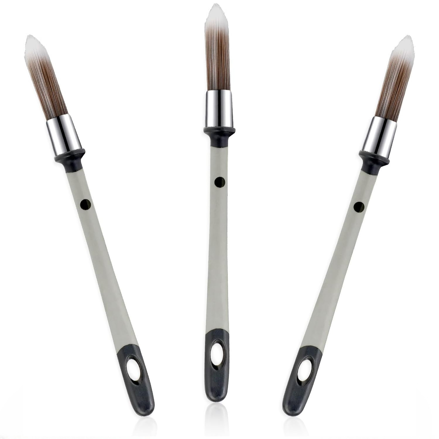 Image of Set Of 3 Paintbrushes Designed For Wall Painting, Featuring A 0.37-inch Small Brush, Trim Brushes For Edges, And Tools For Detailing Baseboards, Furniture, And Corners For Touch-up Work.