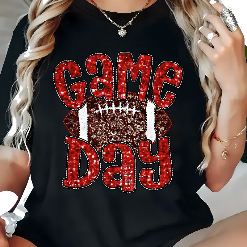 

Plus Size Day Letter T- - Top Geometric Pattern, Polyester, Sweatshirt For Women