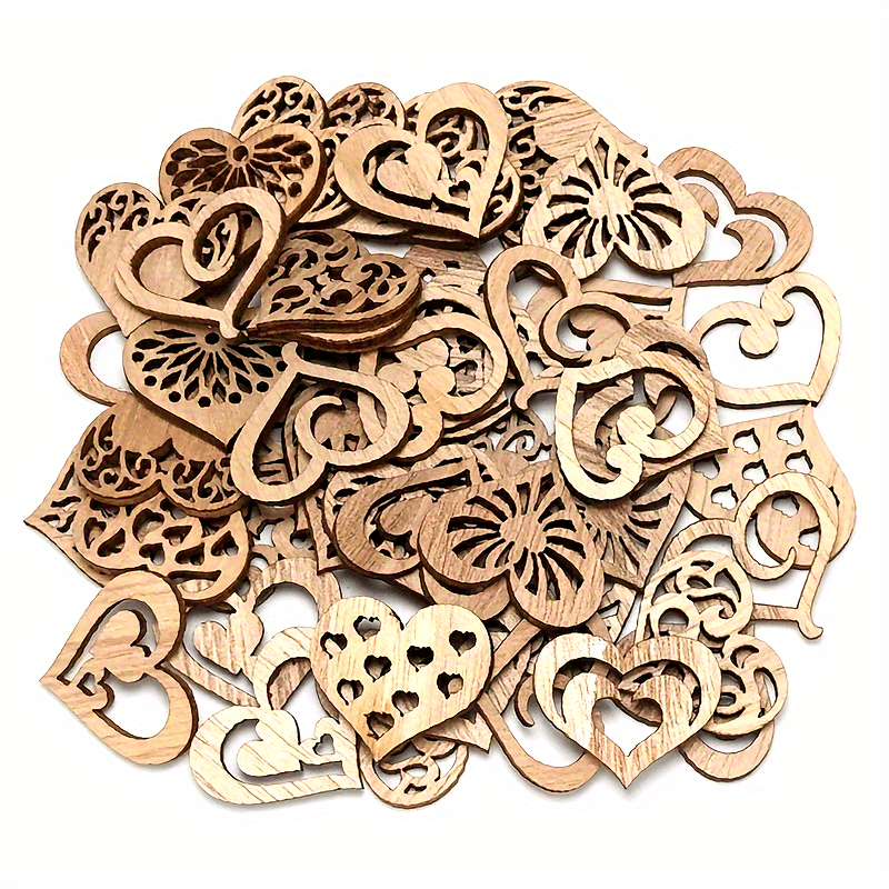 

100pcs Wooden Cutouts - Diy Ornaments For Wedding, , 's Day, Christmas, Thanksgiving, Day Decorations - Hanging Decor No Needed