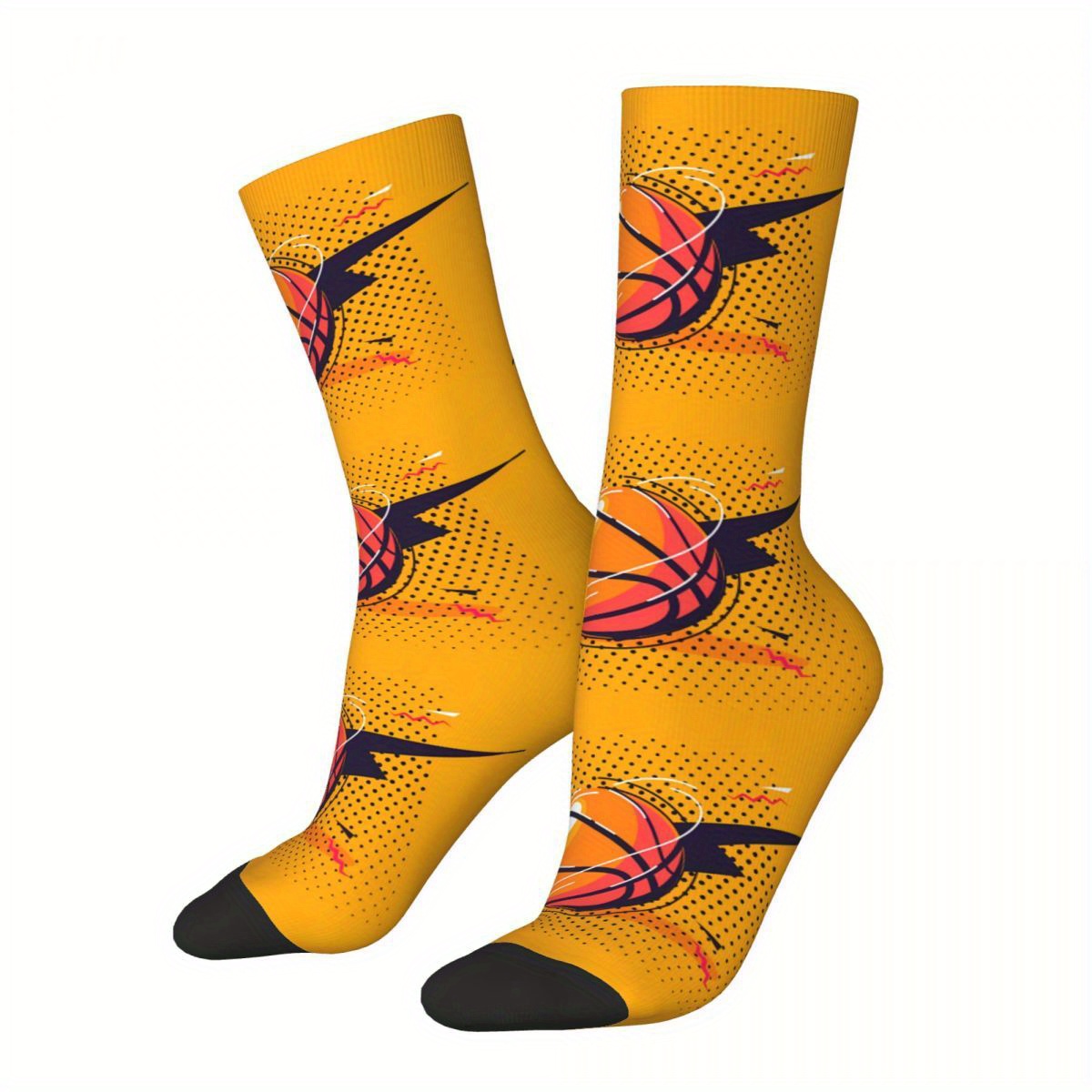 

Biihudu Men's 3d Basketball Socks - Breathable, Comfortable Polyester For Sports & Casual Wear, Basketball Sock, Printed, Polyester