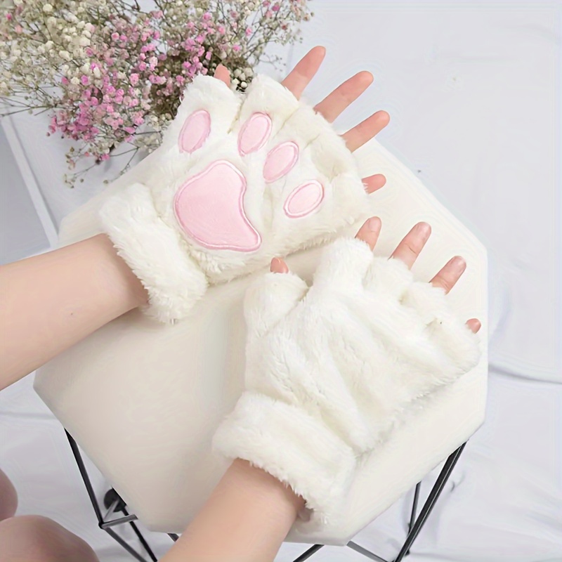 

Cozy & Cute Fingerless Mittens - With Print, Gloves For Women, Stretchy & Machine Washable