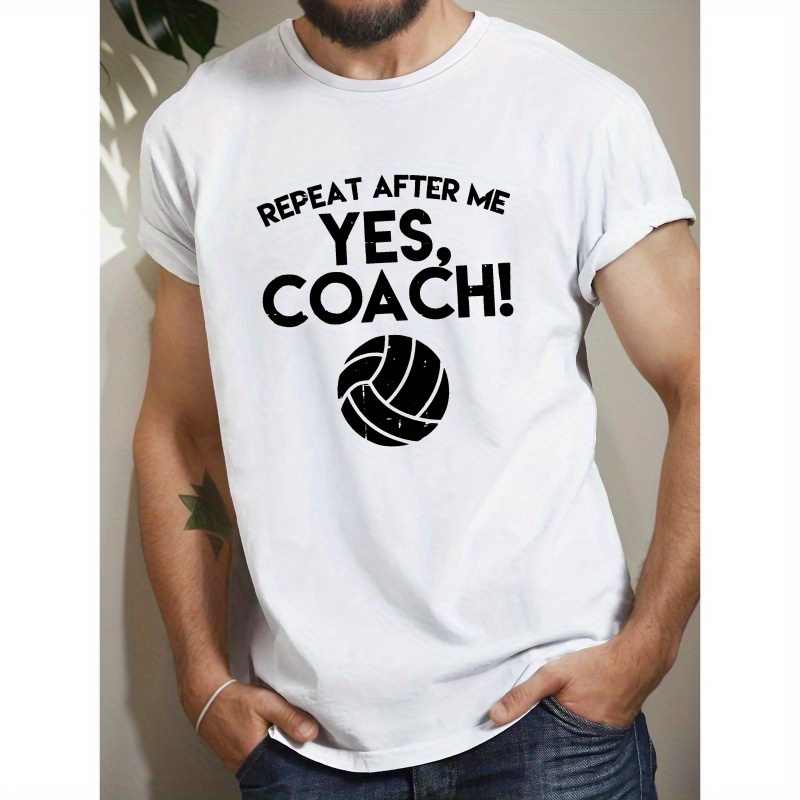 

Volleyball-inspired Men's T-shirt - Casual Crew Neck, Short Sleeve, Breathable Polyester, Summer Top With , After Me