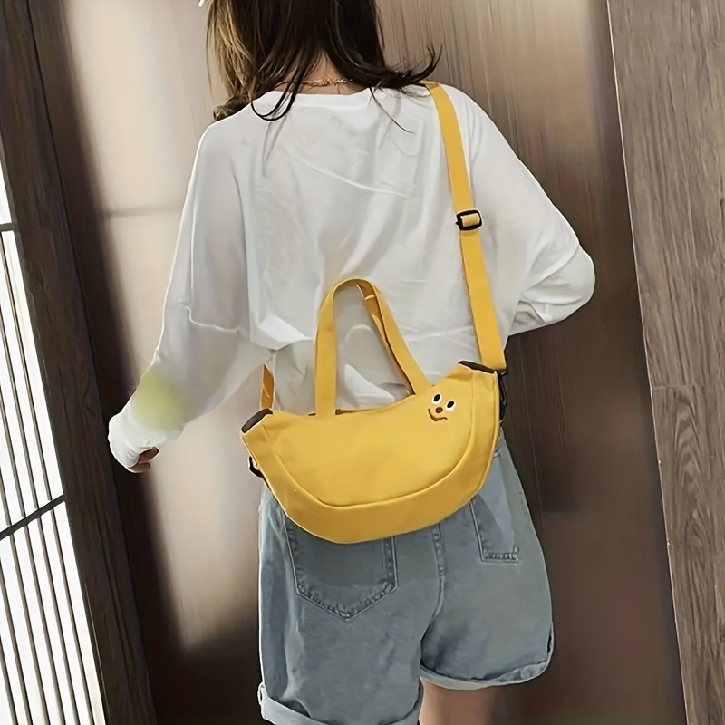 Bolsa de mano en forma de plátano, bolso de cruz de dibujos animados kawaii, pequeña bolsa de monedas para mujeres con tema de frutas, con cierre de cremallera, forro de poliéster, accesorio de ocio casual
