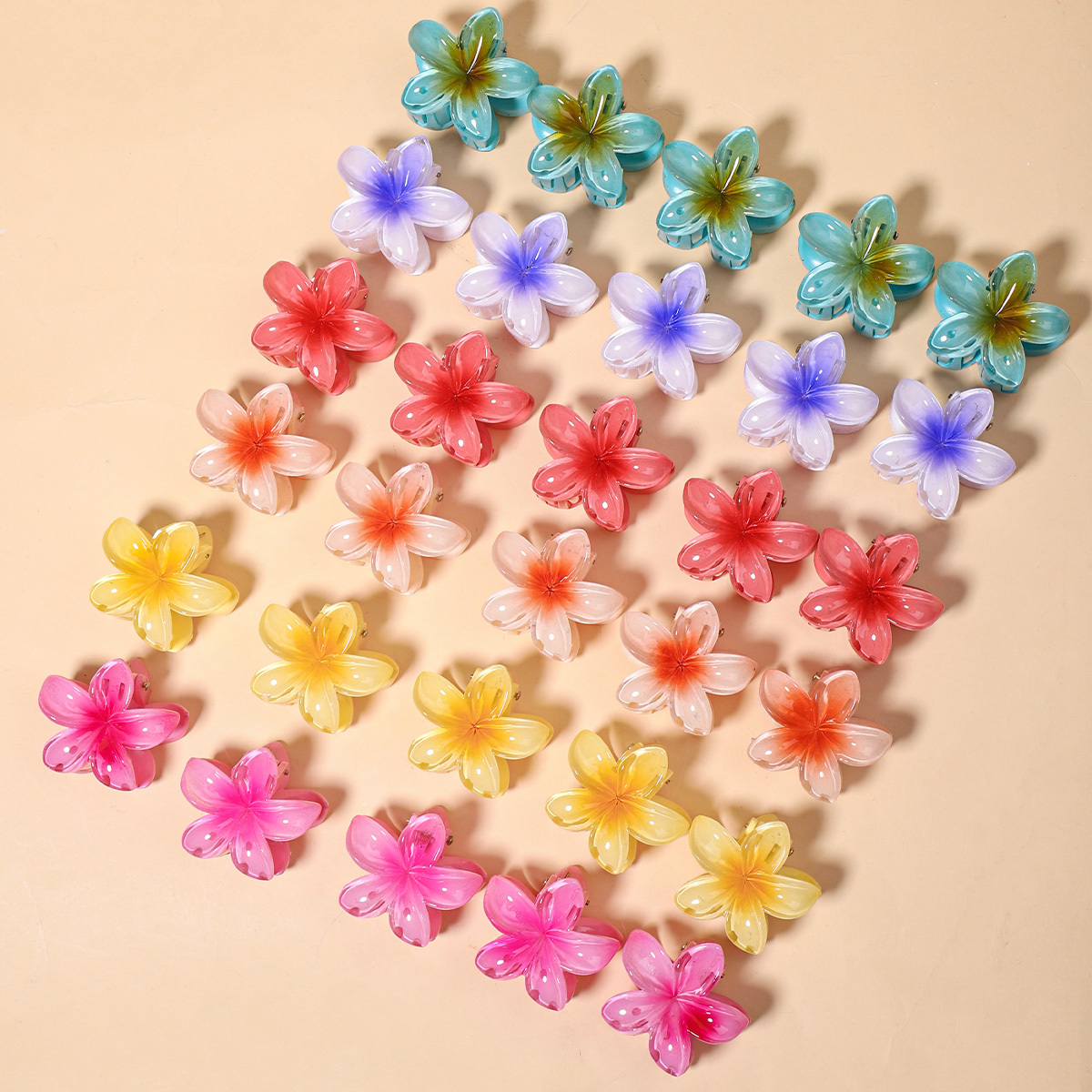 

30/15pcs Fashionable And Cute Hair Claw Set, Gradient Color Jelly Anti-slip Hair Claw, Small Flower Claw Suitable For Women To In Parties And Other Activities Hair Grab