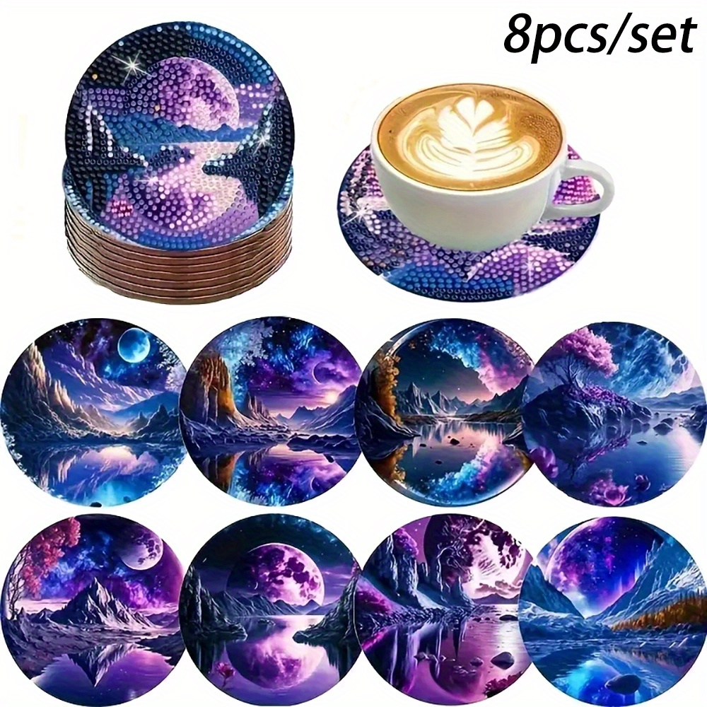 

8pcs Sky Diamond Painting Set, & Wood, - Diy Stand, For Beginners &