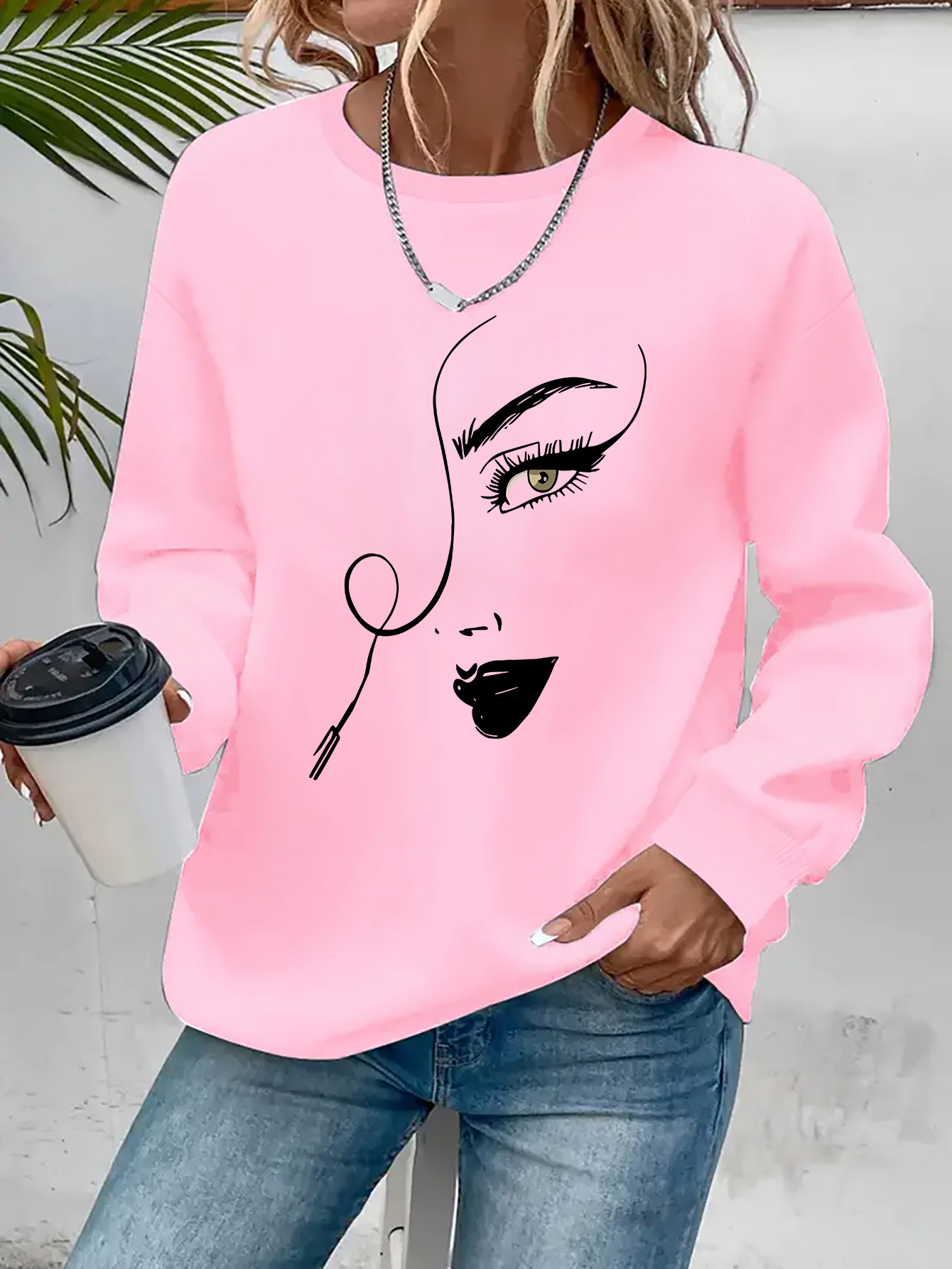 plus size women's face lipstick graphic print Temu South Africa