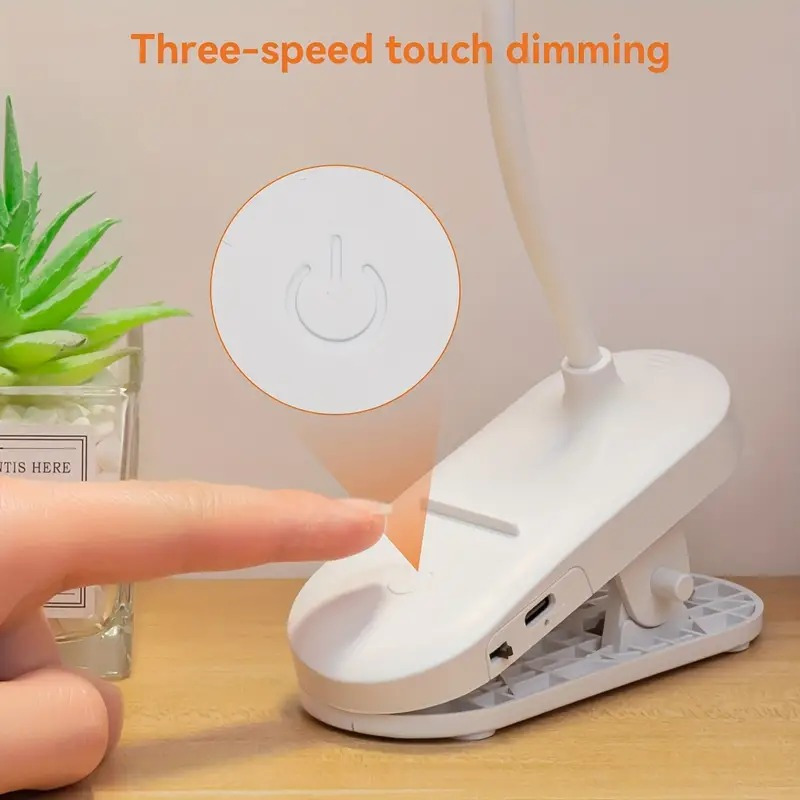1pc led desk lamp touch controlled clip on reading light 3 color temperatures usb rechargeable eye   light for bedroom home use Product details 3