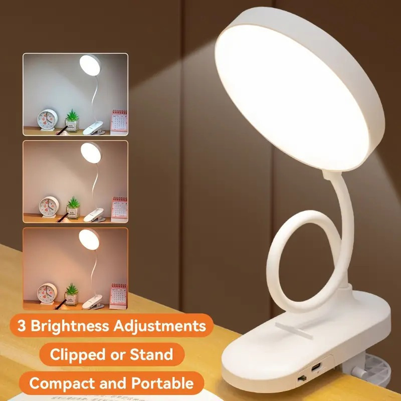 1pc led desk lamp touch controlled clip on reading light 3 color temperatures usb rechargeable eye   light for bedroom home use Product details 4