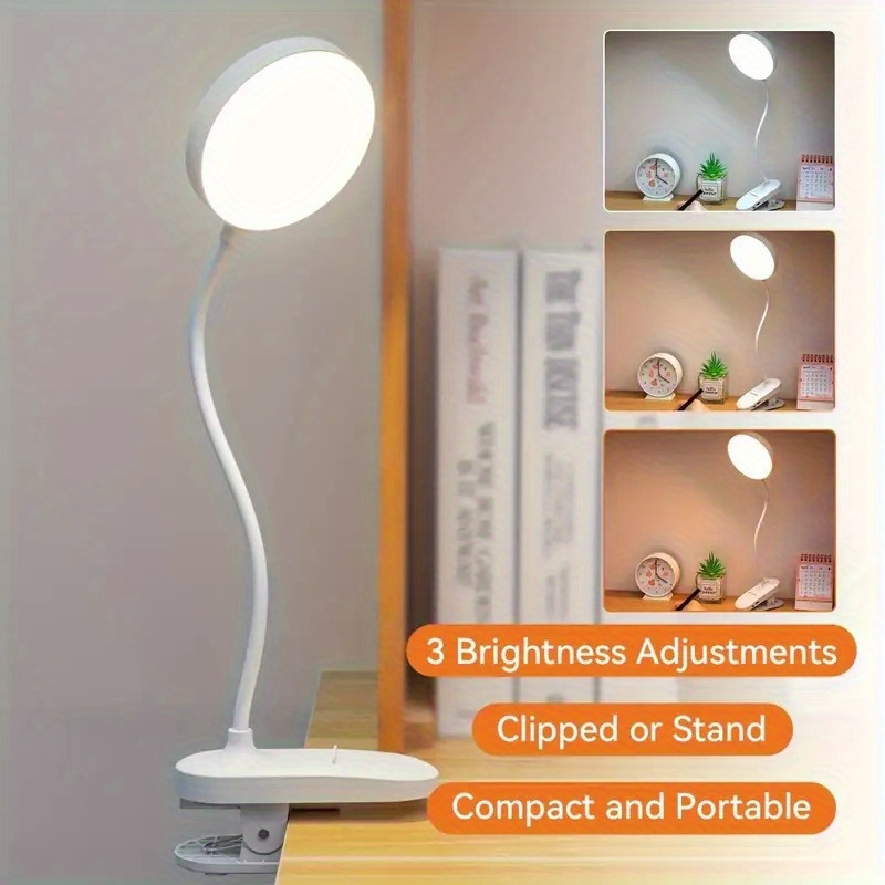 1pc led desk lamp touch controlled clip on reading light 3 color temperatures usb rechargeable eye   light for bedroom home use Product details 5