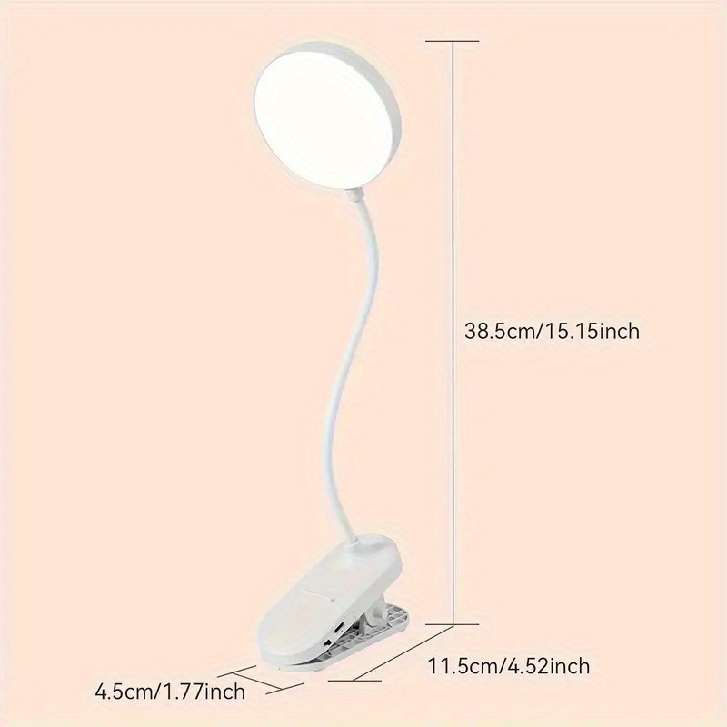 1pc led desk lamp touch controlled clip on reading light 3 color temperatures usb rechargeable eye   light for bedroom home use Product details 8