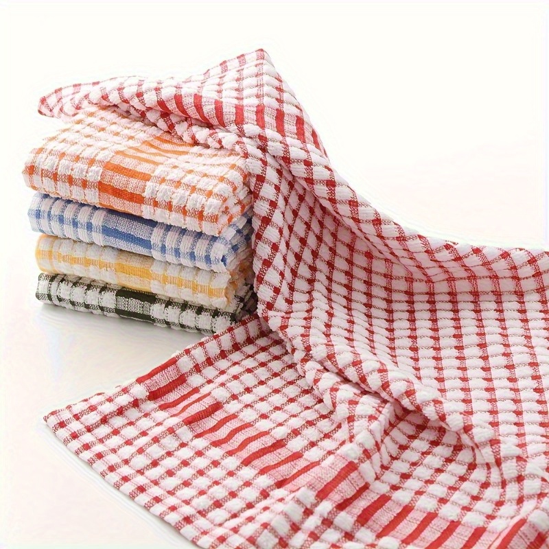Set de 5 bucăți prosoape de vase, modele aleatorii în carouri, cârpe de curățare absorbante, cârpe de curățat bucătăria, unelte de curățenie, prosoape de vase reutilizabile, prosoape de ceai