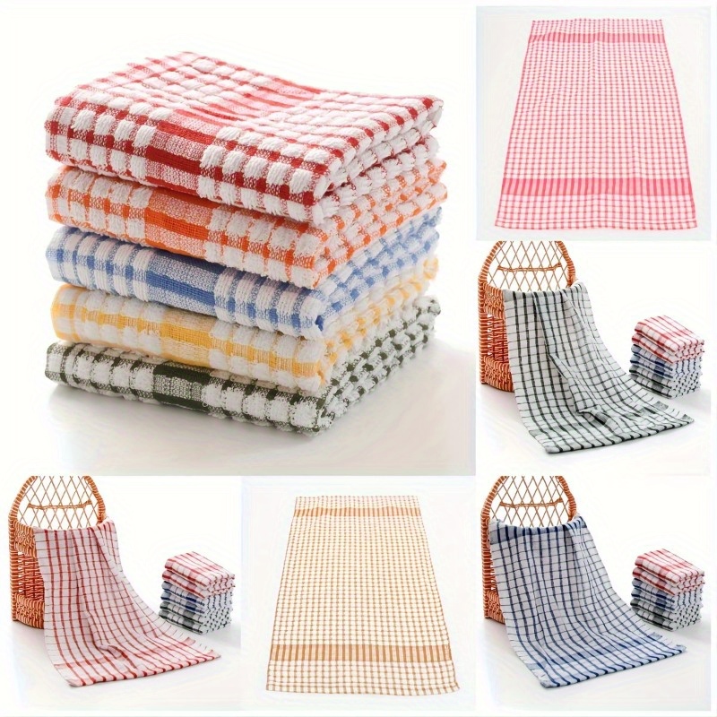 Set de 5 bucăți prosoape de vase, modele aleatorii în carouri, cârpe de curățare absorbante, cârpe de curățat bucătăria, unelte de curățenie, prosoape de vase reutilizabile, prosoape de ceai