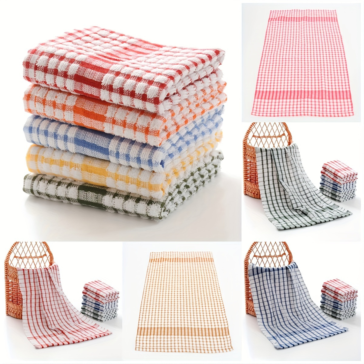 5pcs absorbent   dish towels reusable kitchen cleaning cloths versatile for bedroom living room bathroom details 5